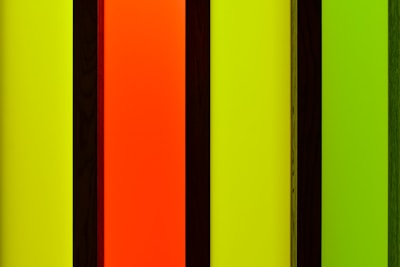 Vertical stripes of yellow, orange, and green.