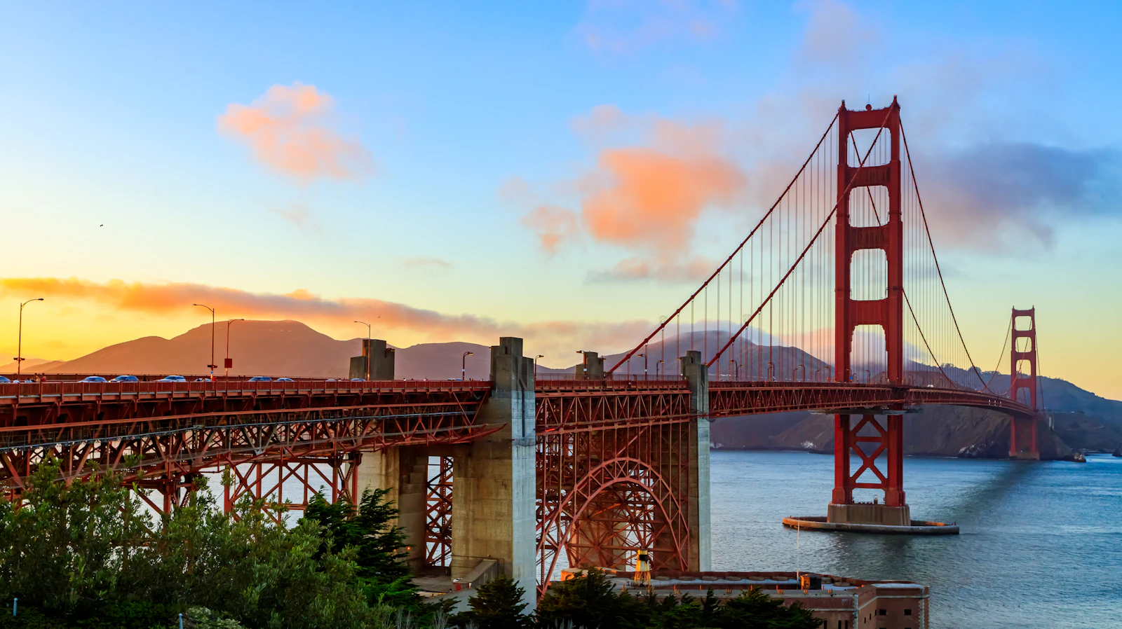 Golden Gate Bridge at sunset in San Francisco, a popular US trip for Canadians with an eSIM