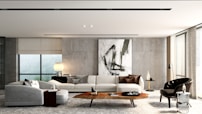 Modern living room with sectional sofa and artwork