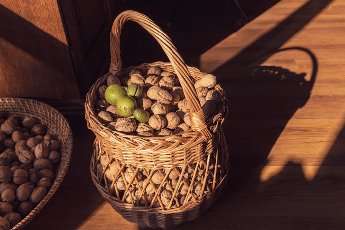 Panier rangement en rotin