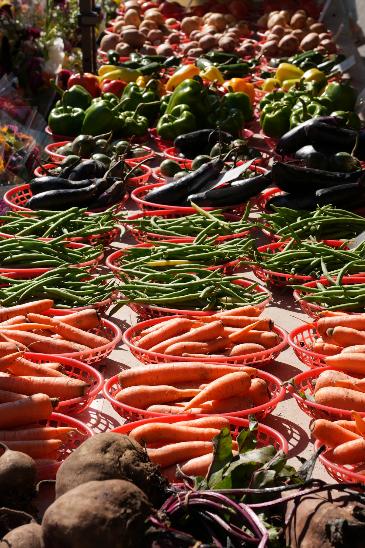 Representative image: a colorful farmers market vegetable display