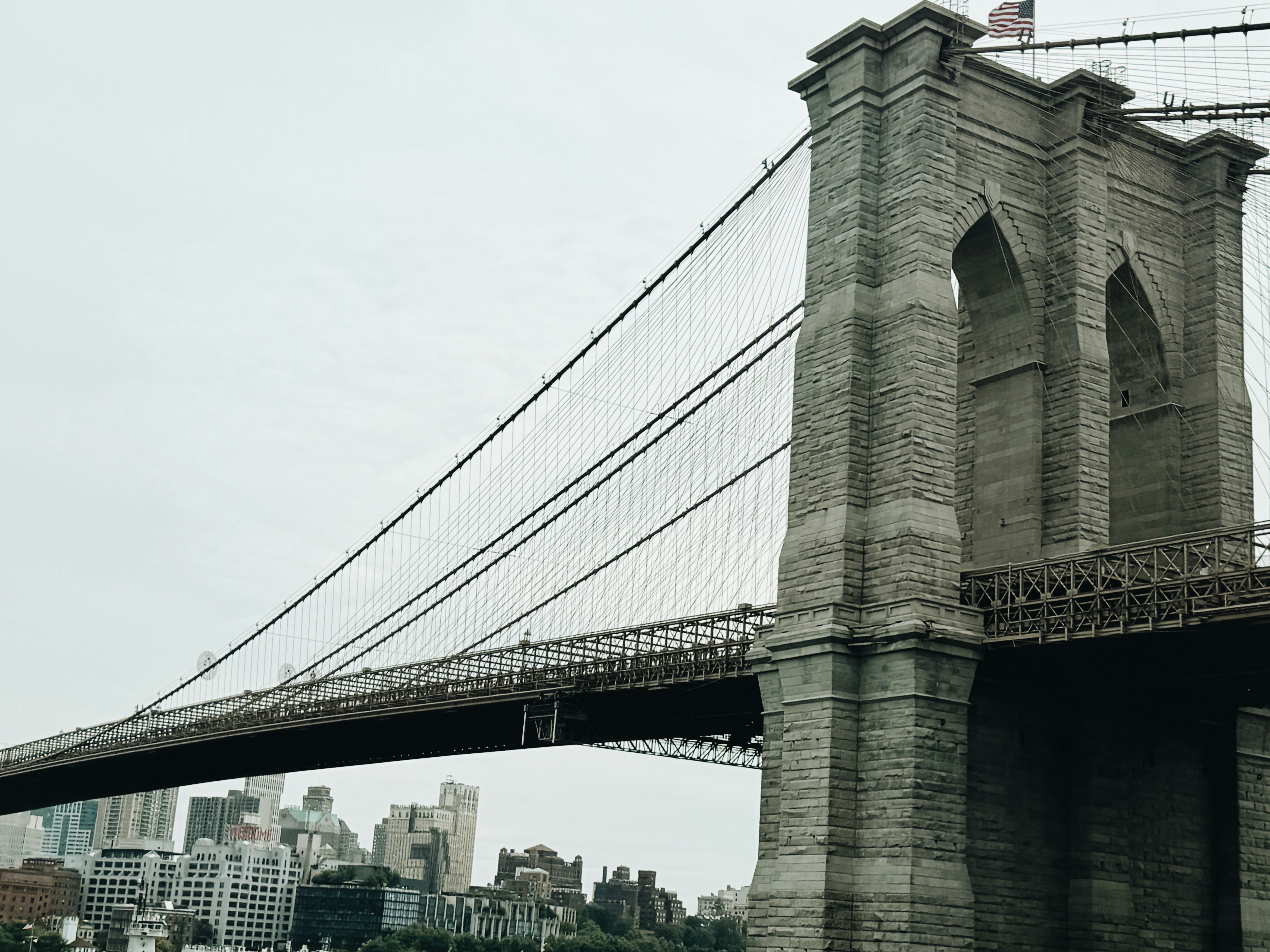 Brooklyn bridge with new york city skyline