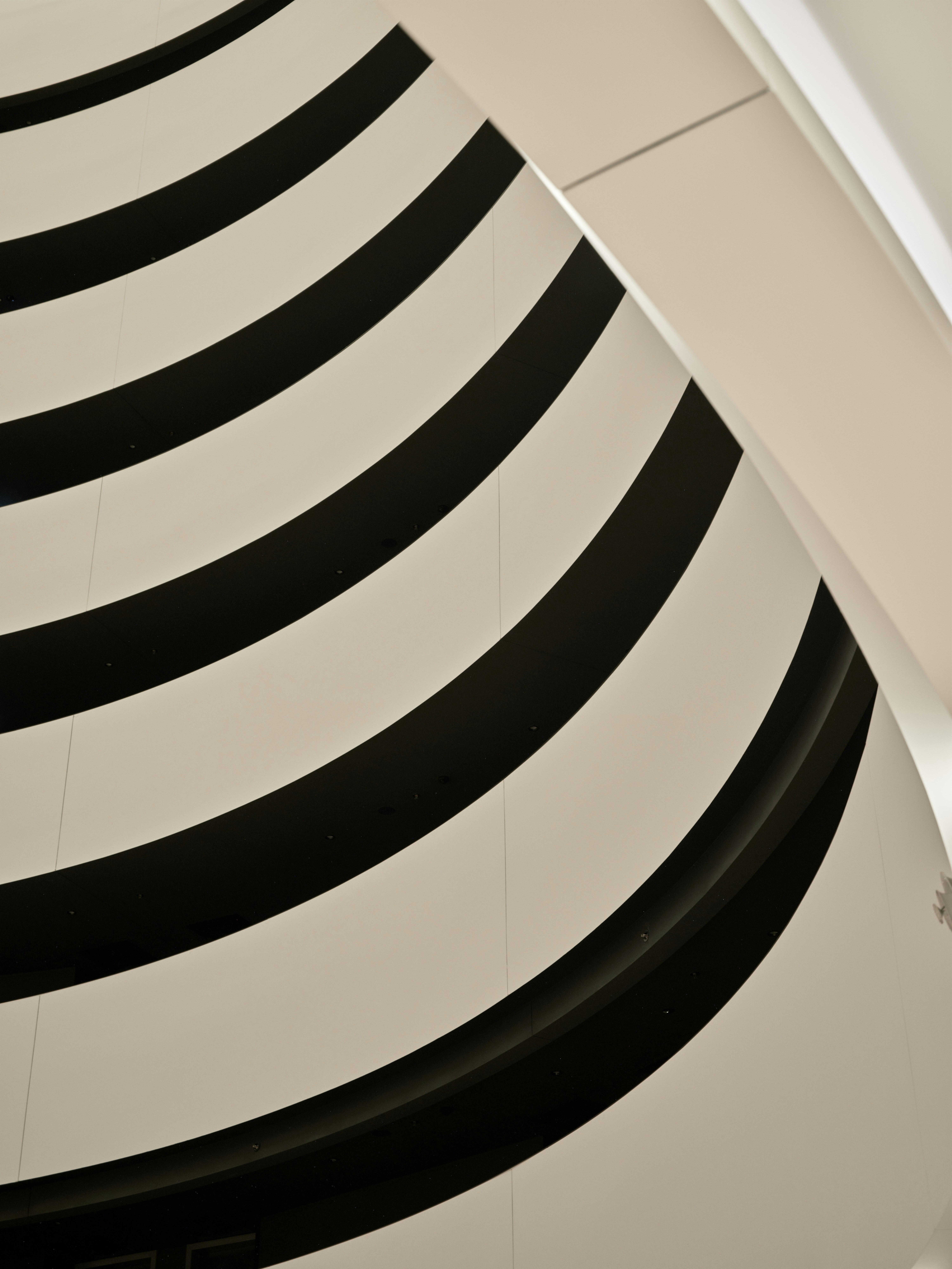 モダンな建物に湾曲した黒と白のストライプ
