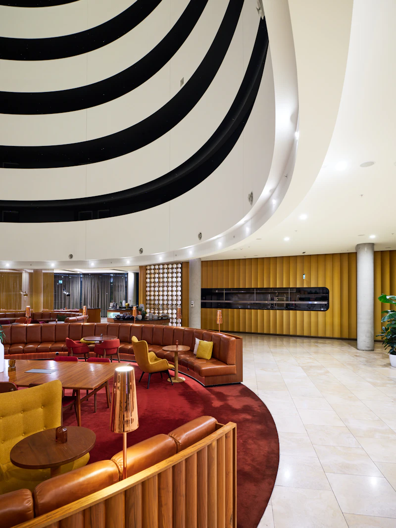 Empty minimal hotel lobby architecture
