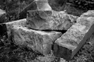 Rough cut stones piled on the ground