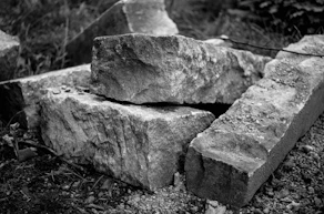 Rough cut stones piled on the ground