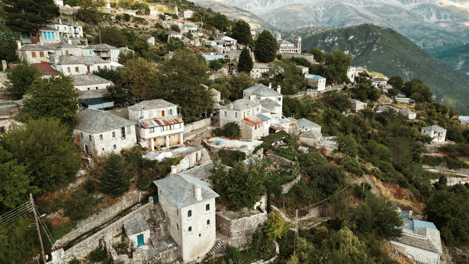 Traditional mountain village in Kalarites, Greece