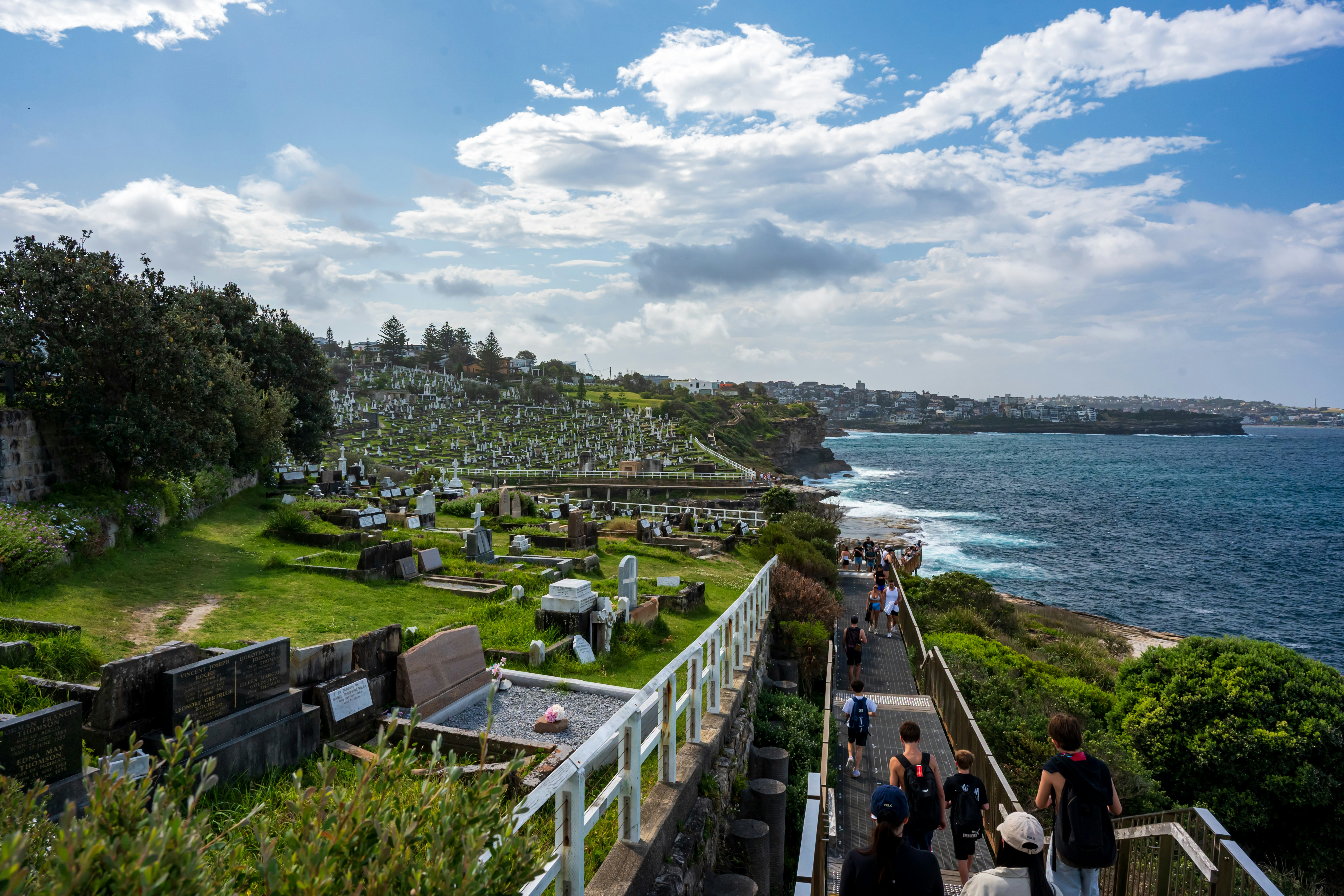 Coastal cemetery with ocean views and walking path
