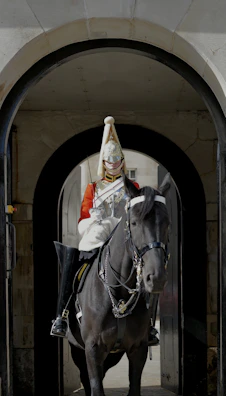 Guard on horseback in ceremonial uniform