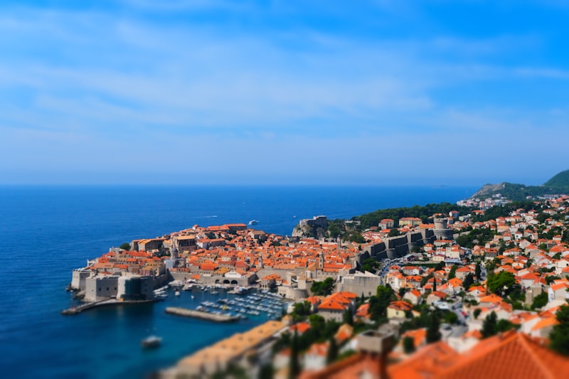 Dubrovnik old town terracotta roofs and Adriatic Sea, Croatia