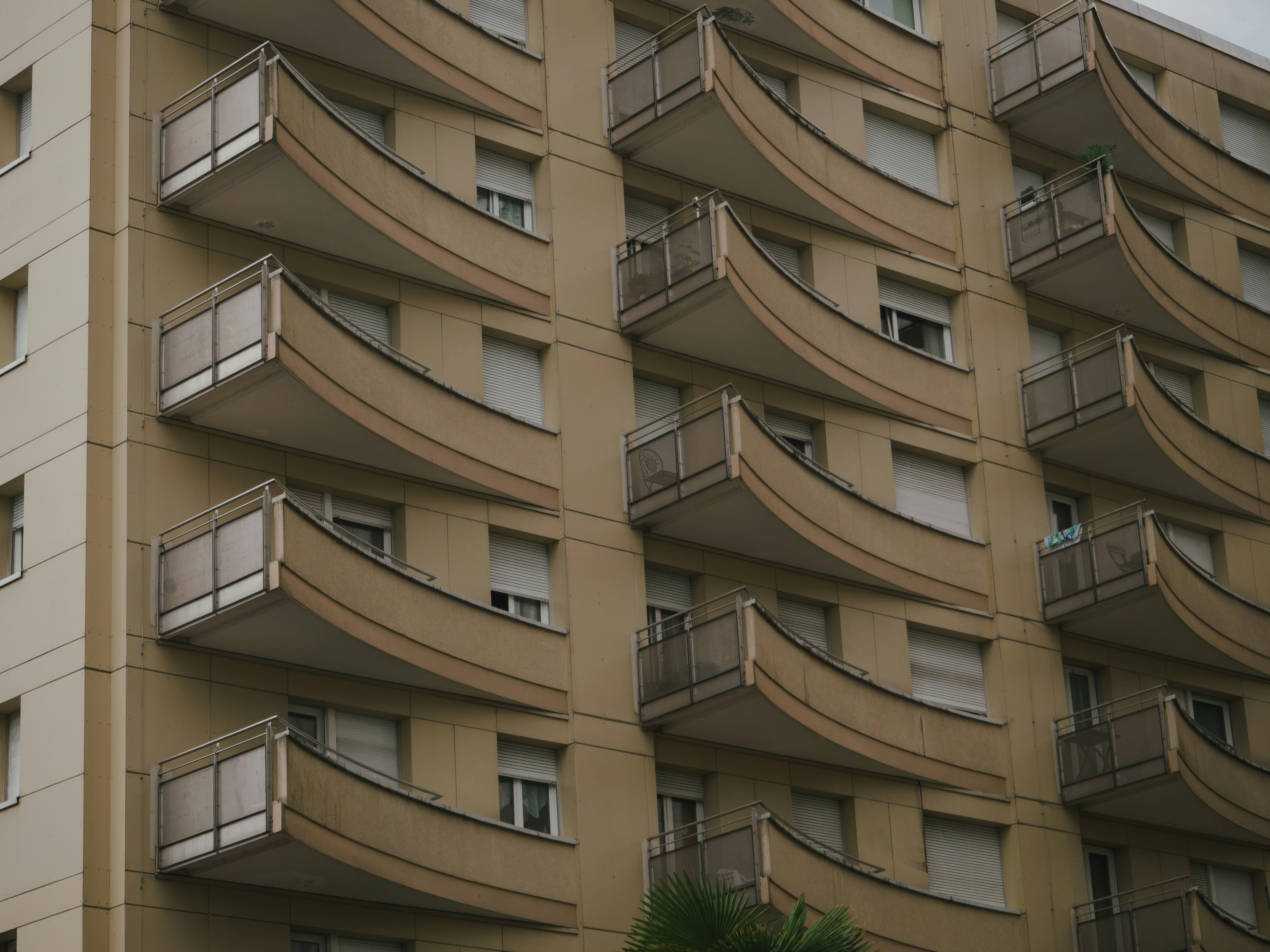 Modern apartment building with curved balconies