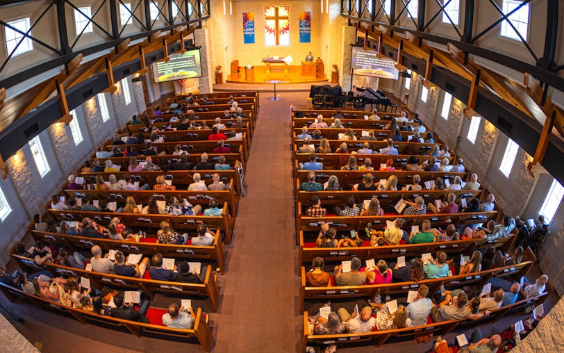 Congregation seated in a church during a service