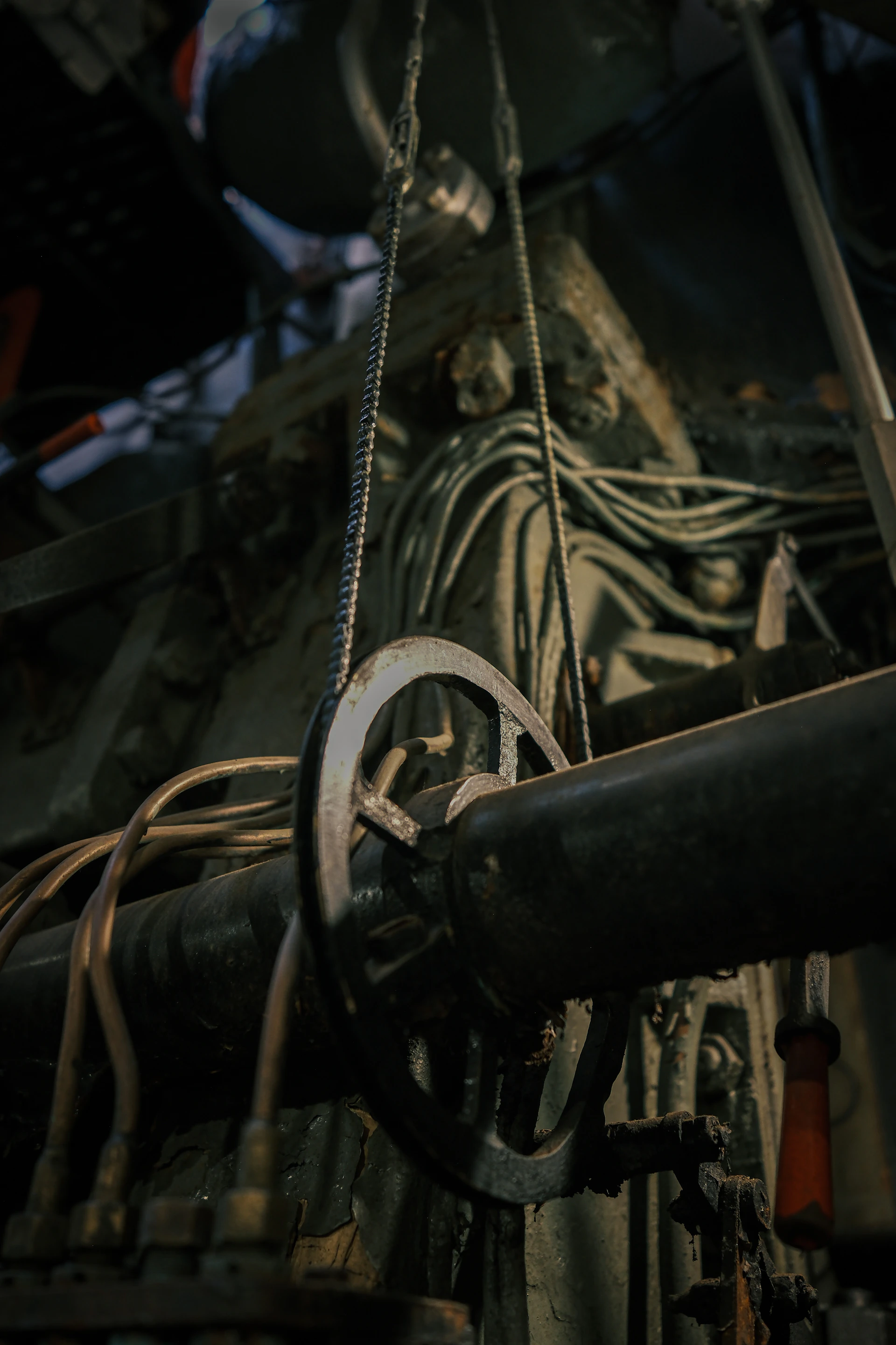 Industrial machinery with chains and pipes