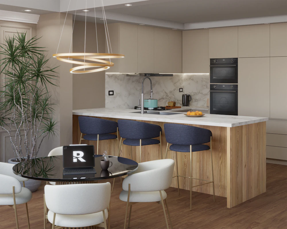 Well-equipped kitchen in serviced accommodation