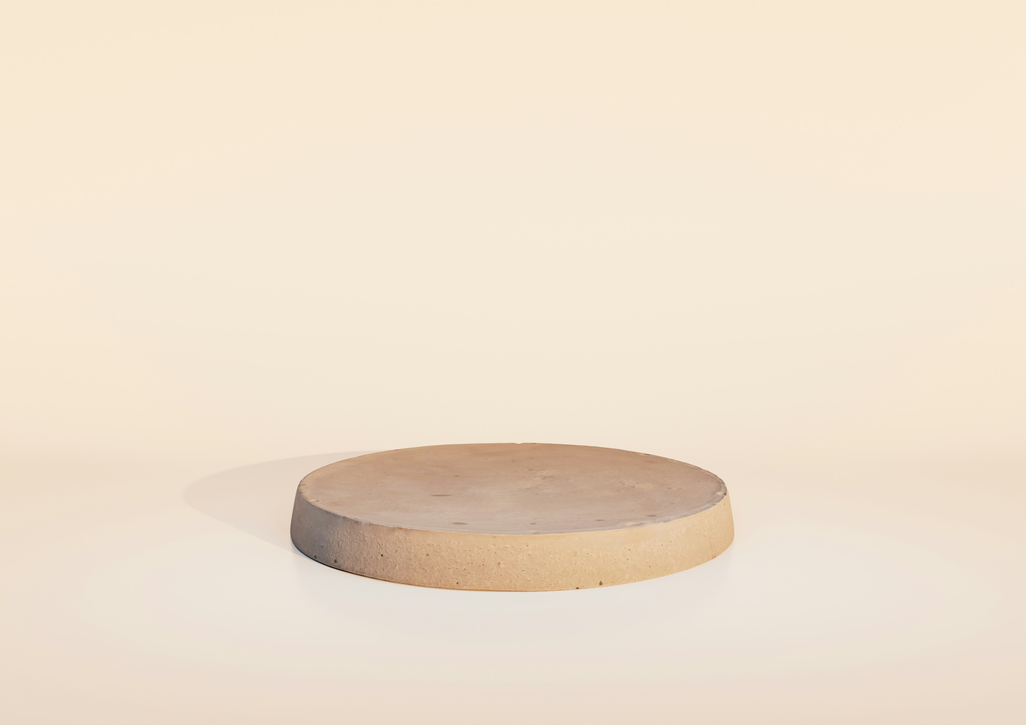 Round podium with raw surface texture
