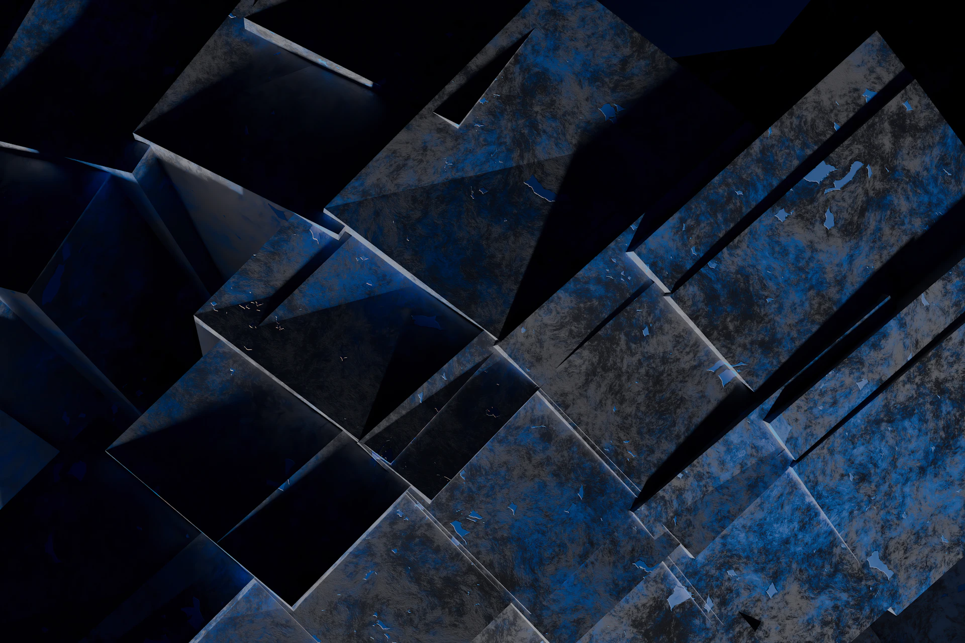Abstract geometric pattern of dark blue cubes