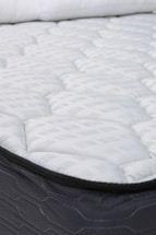 Close-up of a white quilted mattress top