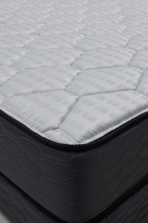 Close-up of a quilted mattress with dark sides.