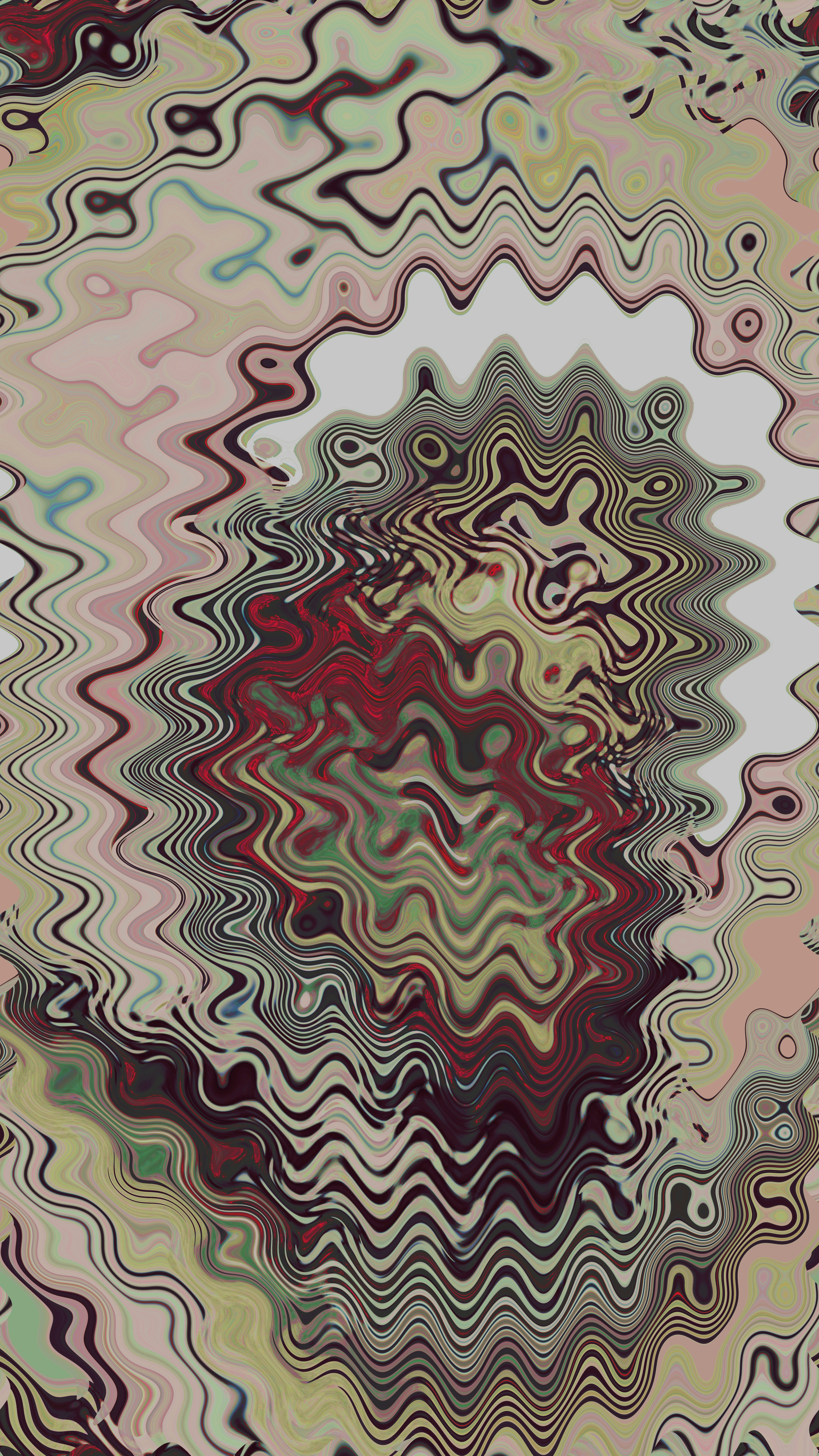Abstract wavy pattern with earthy tones and red accents