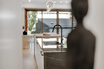 Modern kitchen island with professional faucet installation