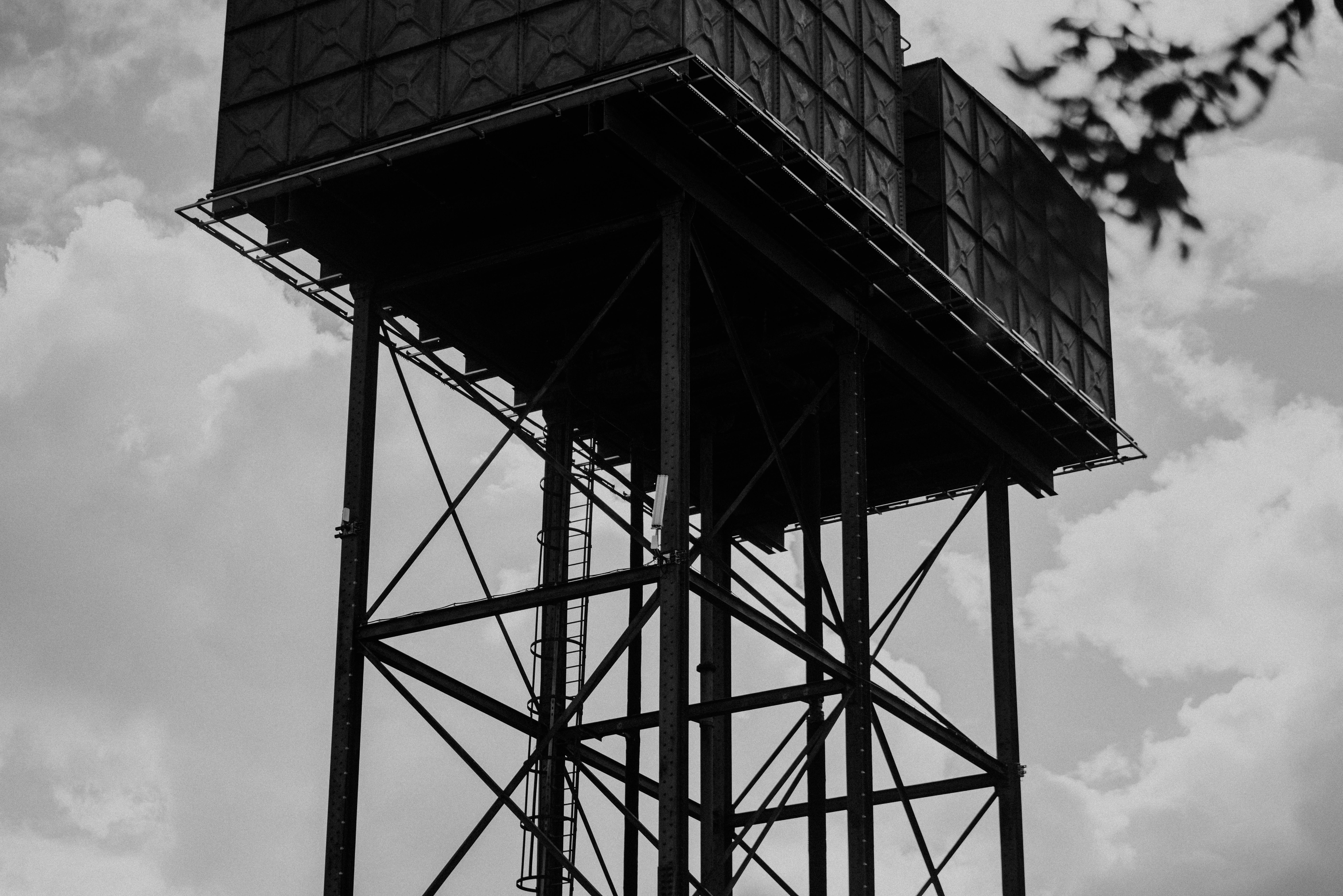 Tall industrial water tower