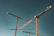 Construction cranes against a clear blue sky