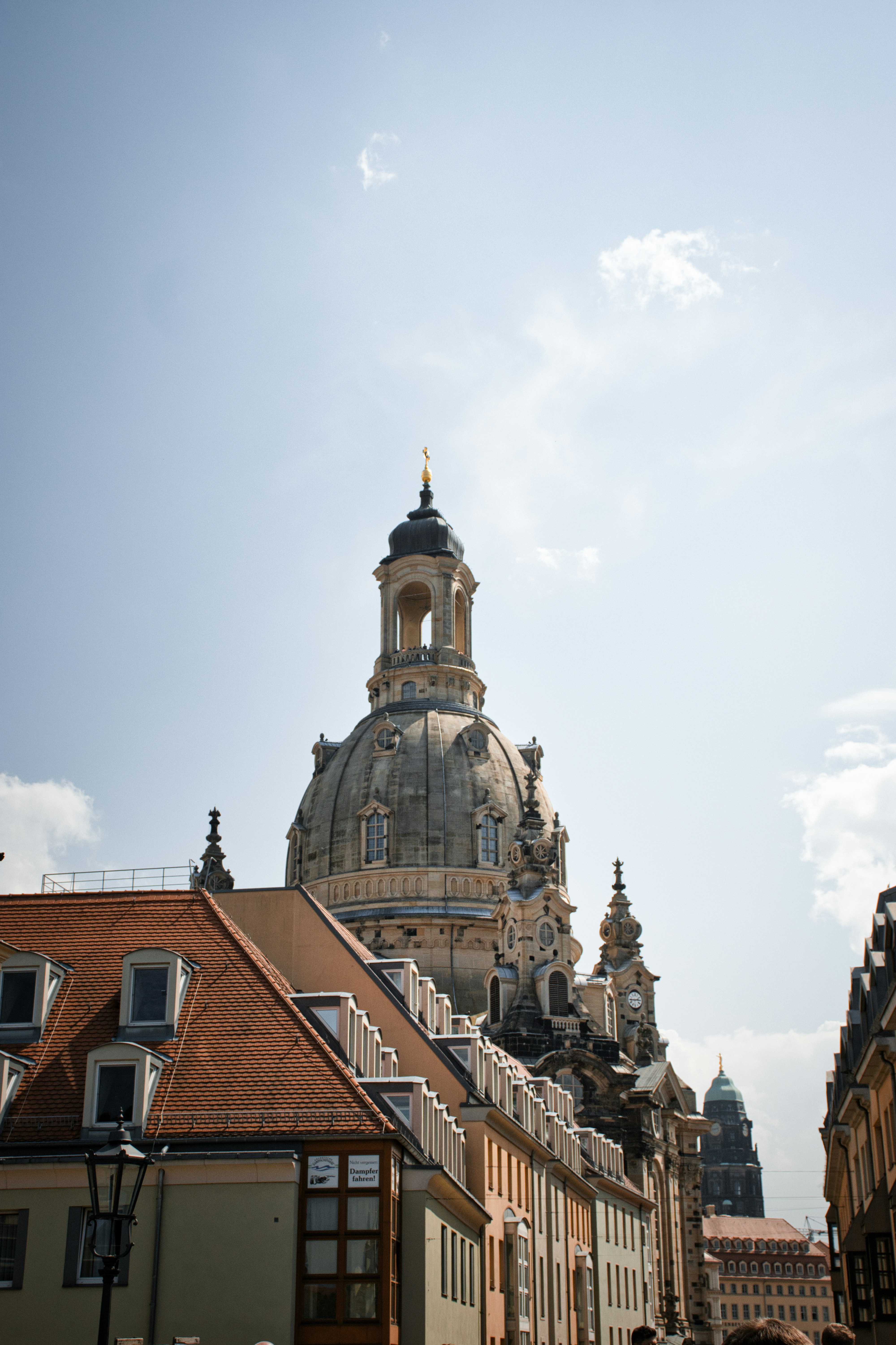 Ornate dome of Frauenkirche against blue sky