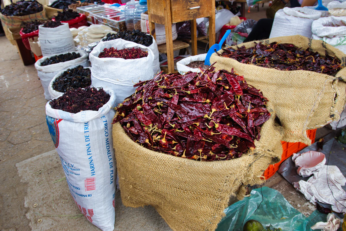 Dried chillies and Mexican spices