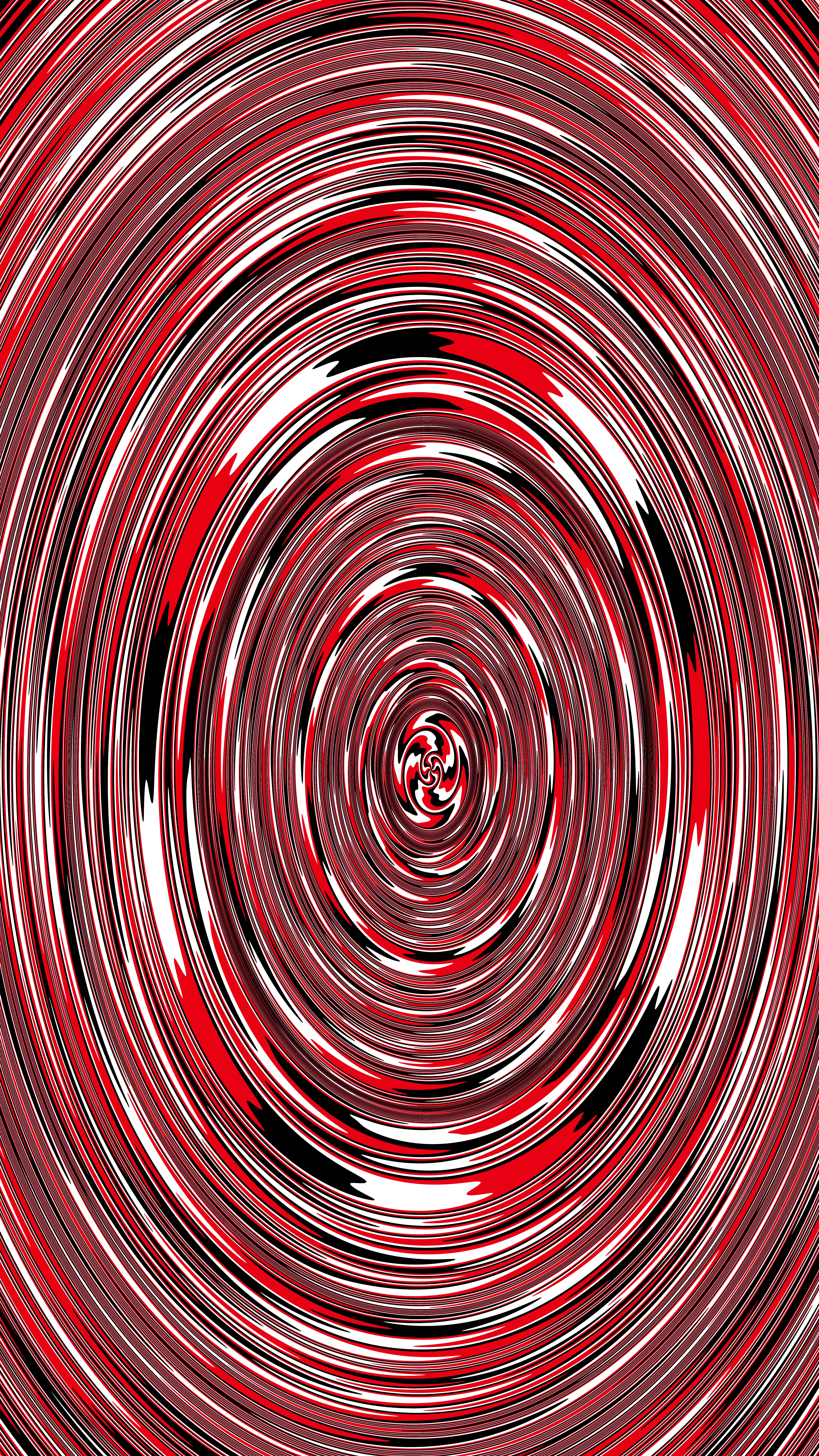 Concentric red, white, and black oval shapes