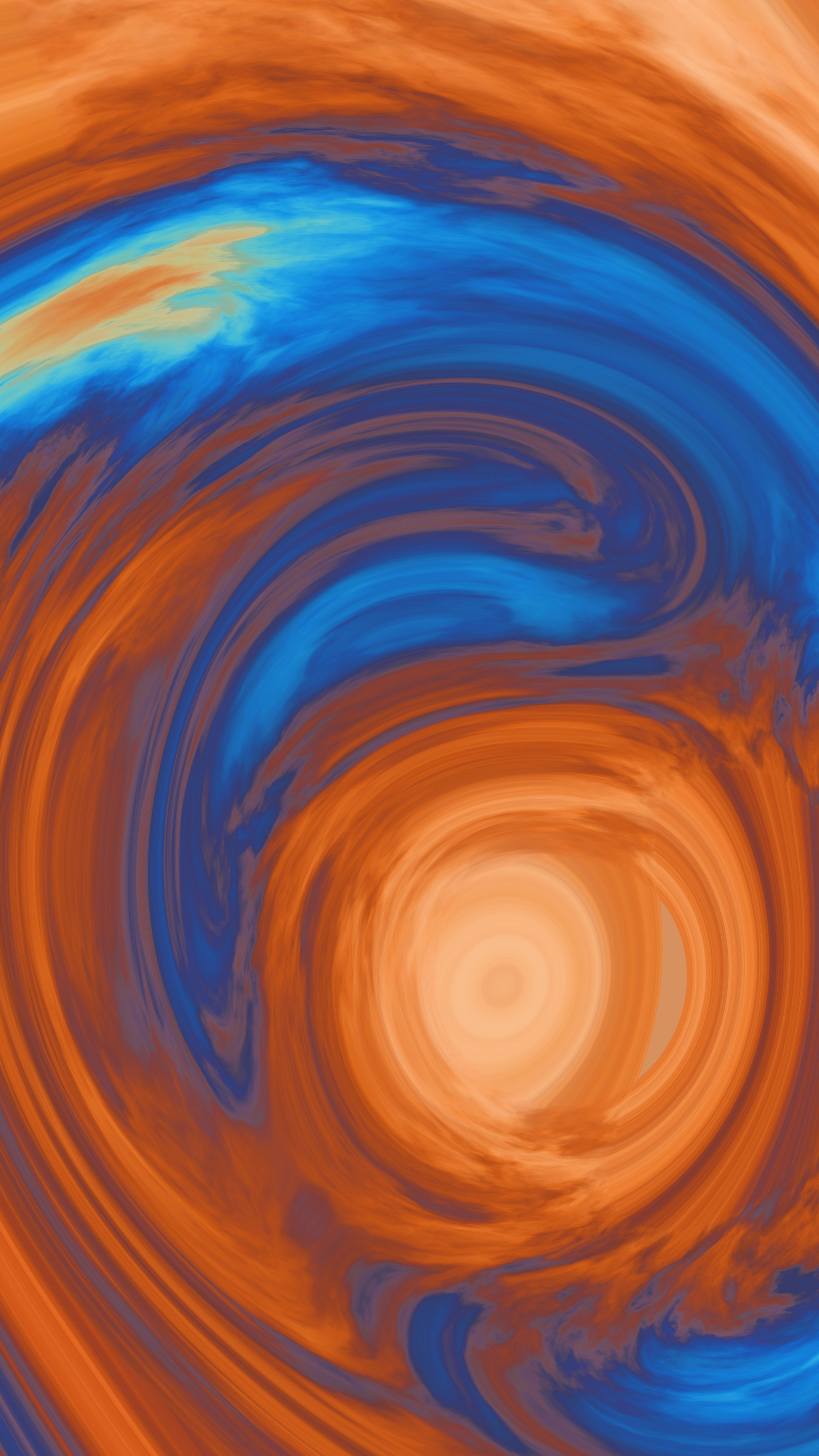 Swirling abstract pattern of orange and blue colors