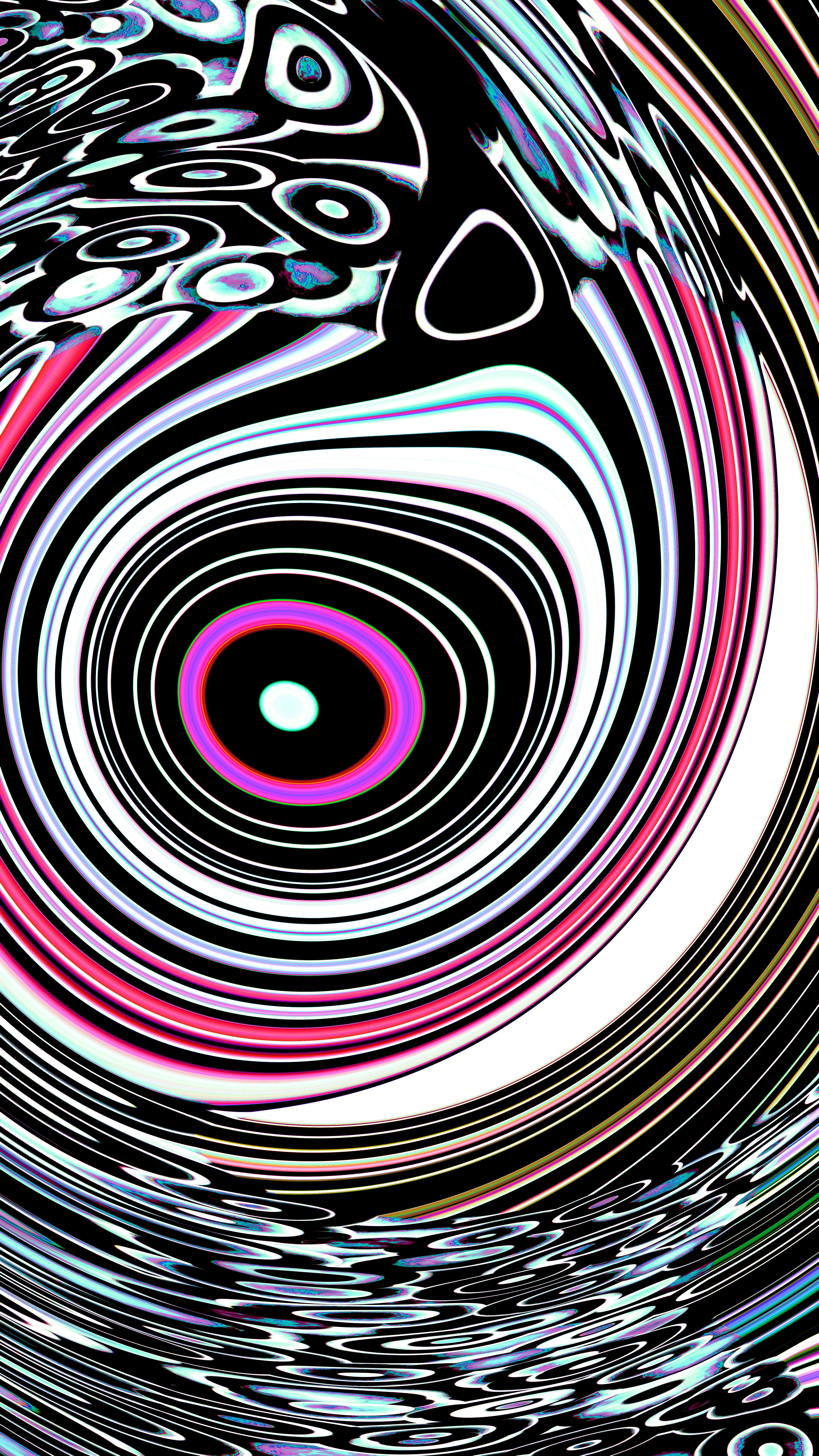 Abstract swirling pattern with pink and blue accents