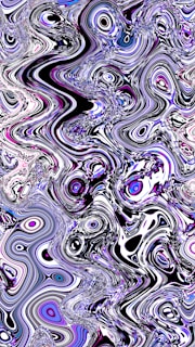 Abstract swirling patterns of purple, white, and black.