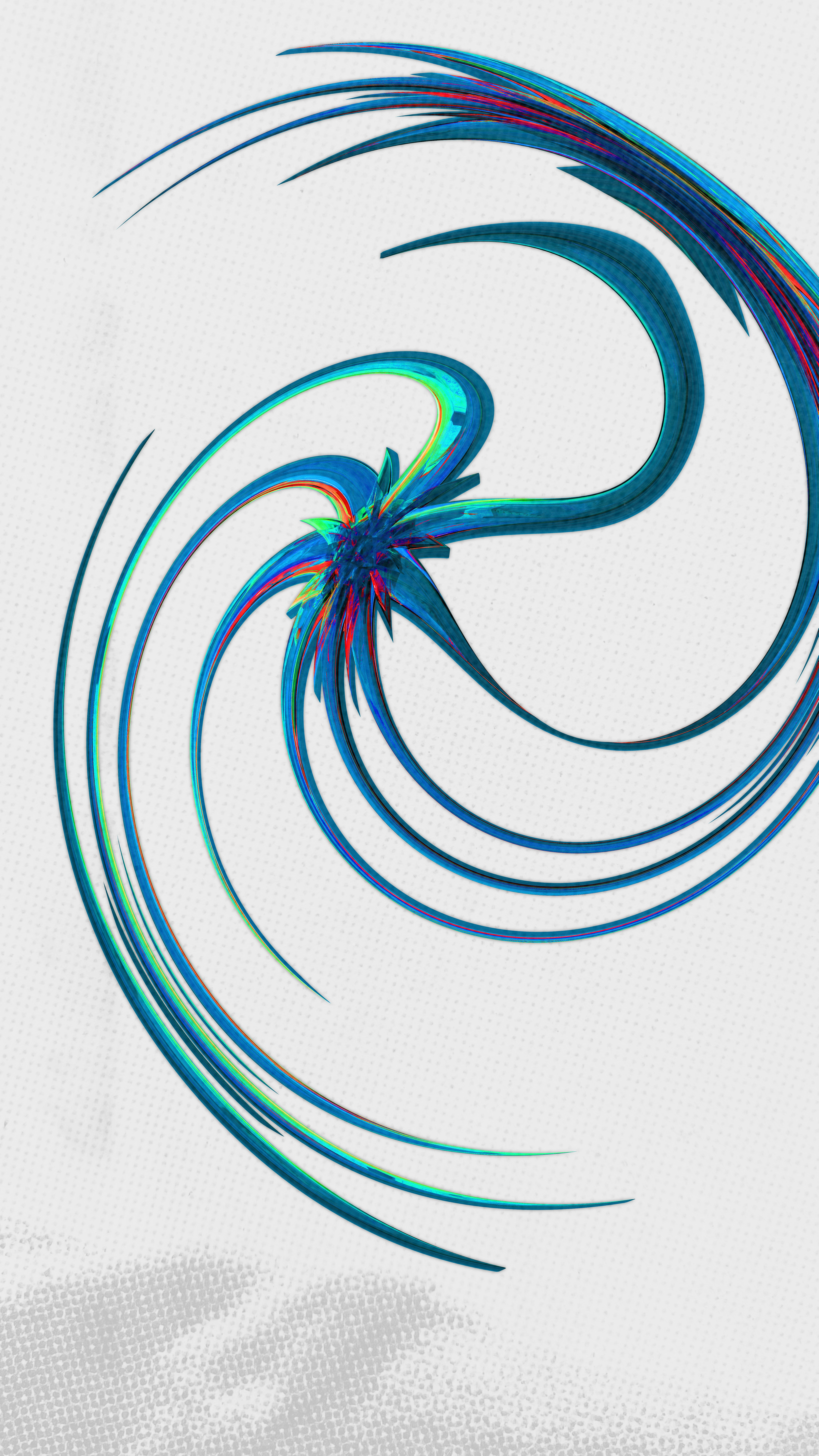 Abstract swirling blue and colorful lines on white