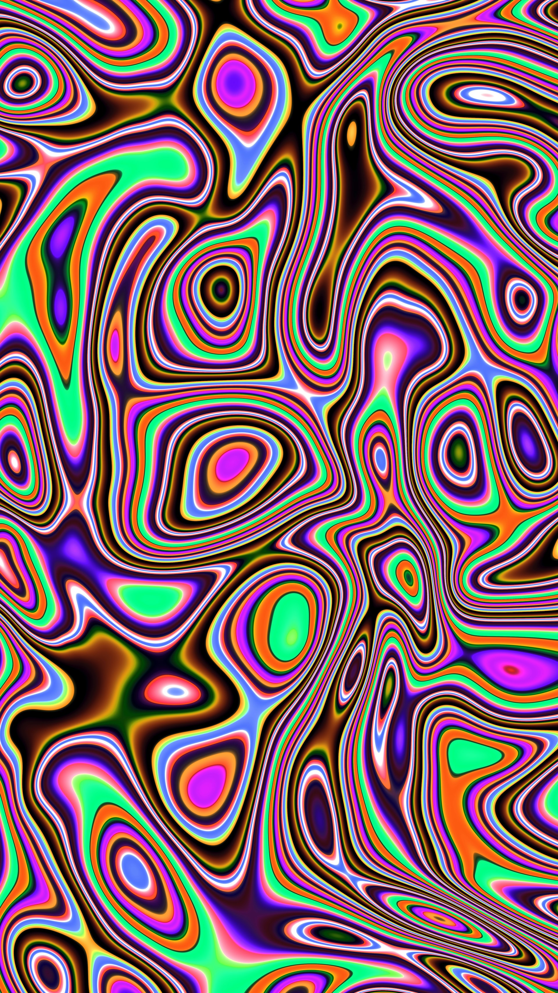 Abstract colorful wavy pattern with concentric circles