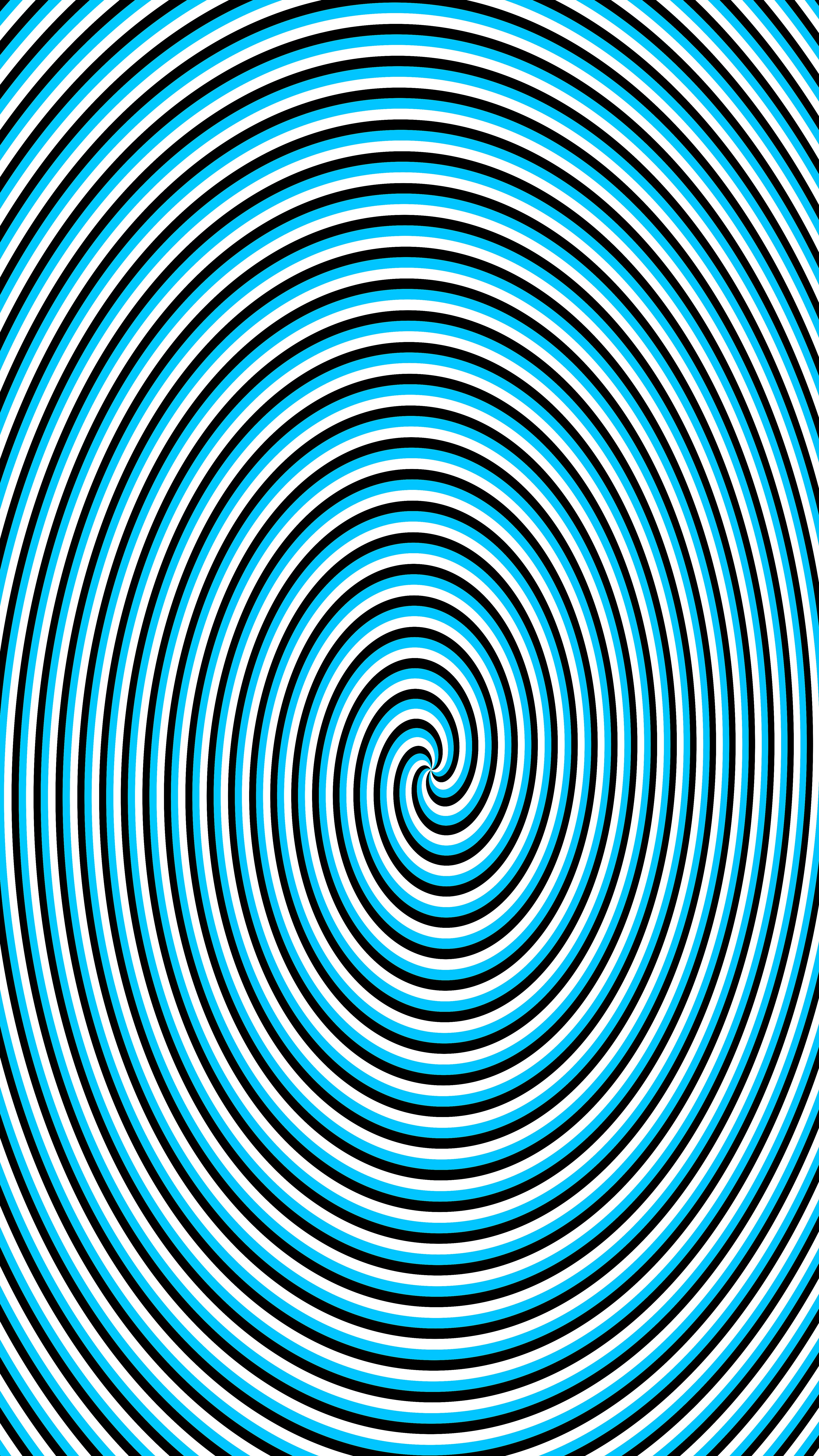 Blue and white spiral pattern with black lines.