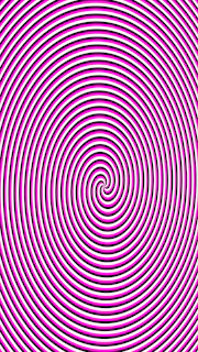 Pink and white spiral pattern with black outlines