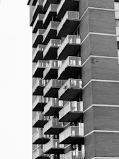 Modern apartment building with repeating balconies