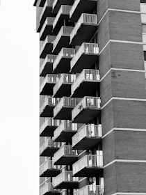 Modern apartment building with repeating balconies