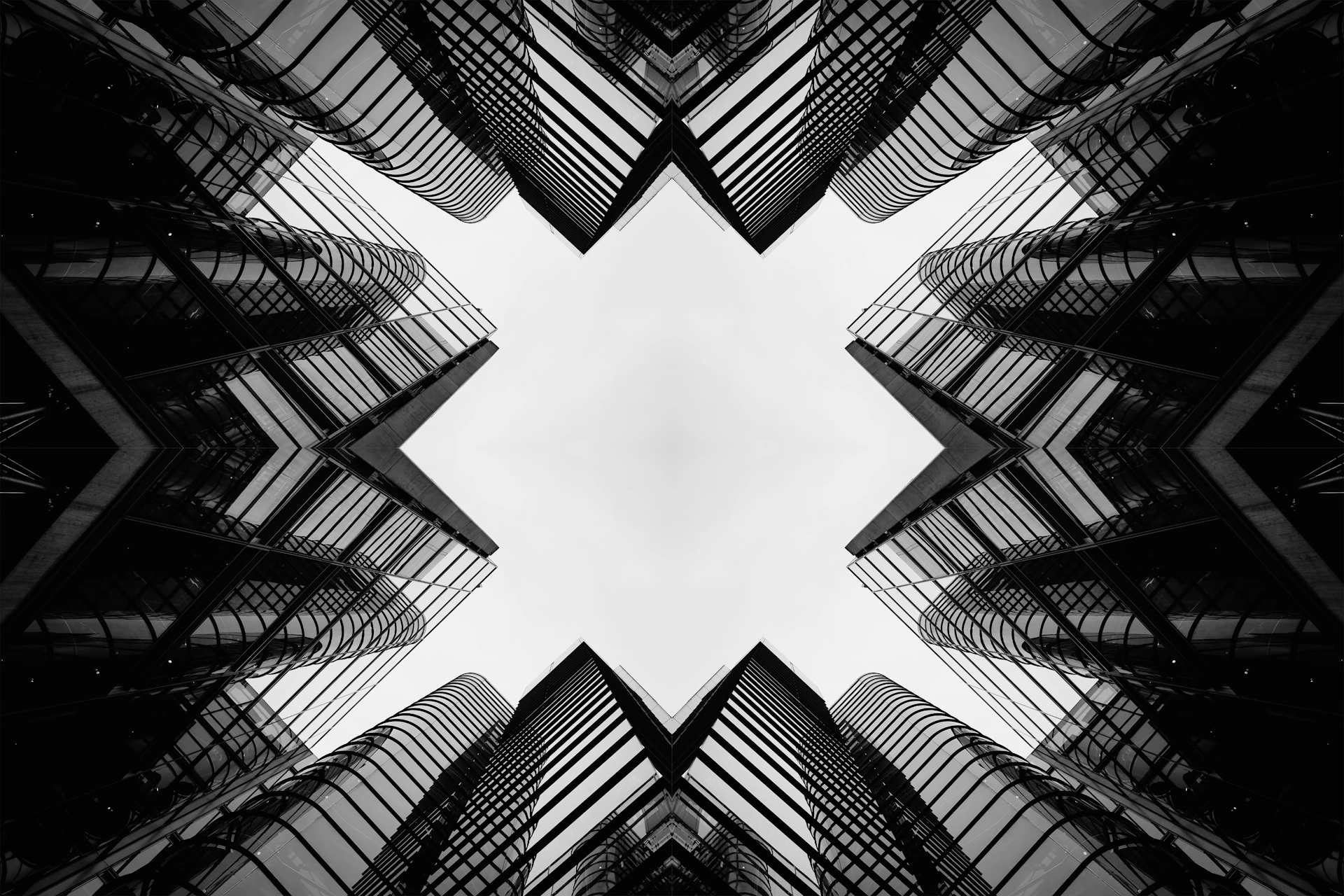Symmetrical abstract pattern of modern buildings