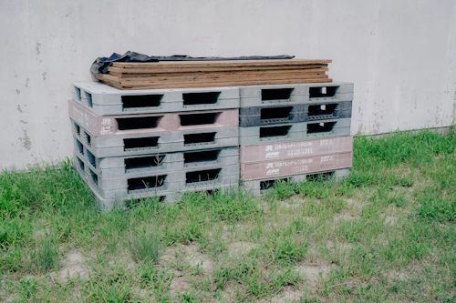 Stacked plastic pallets