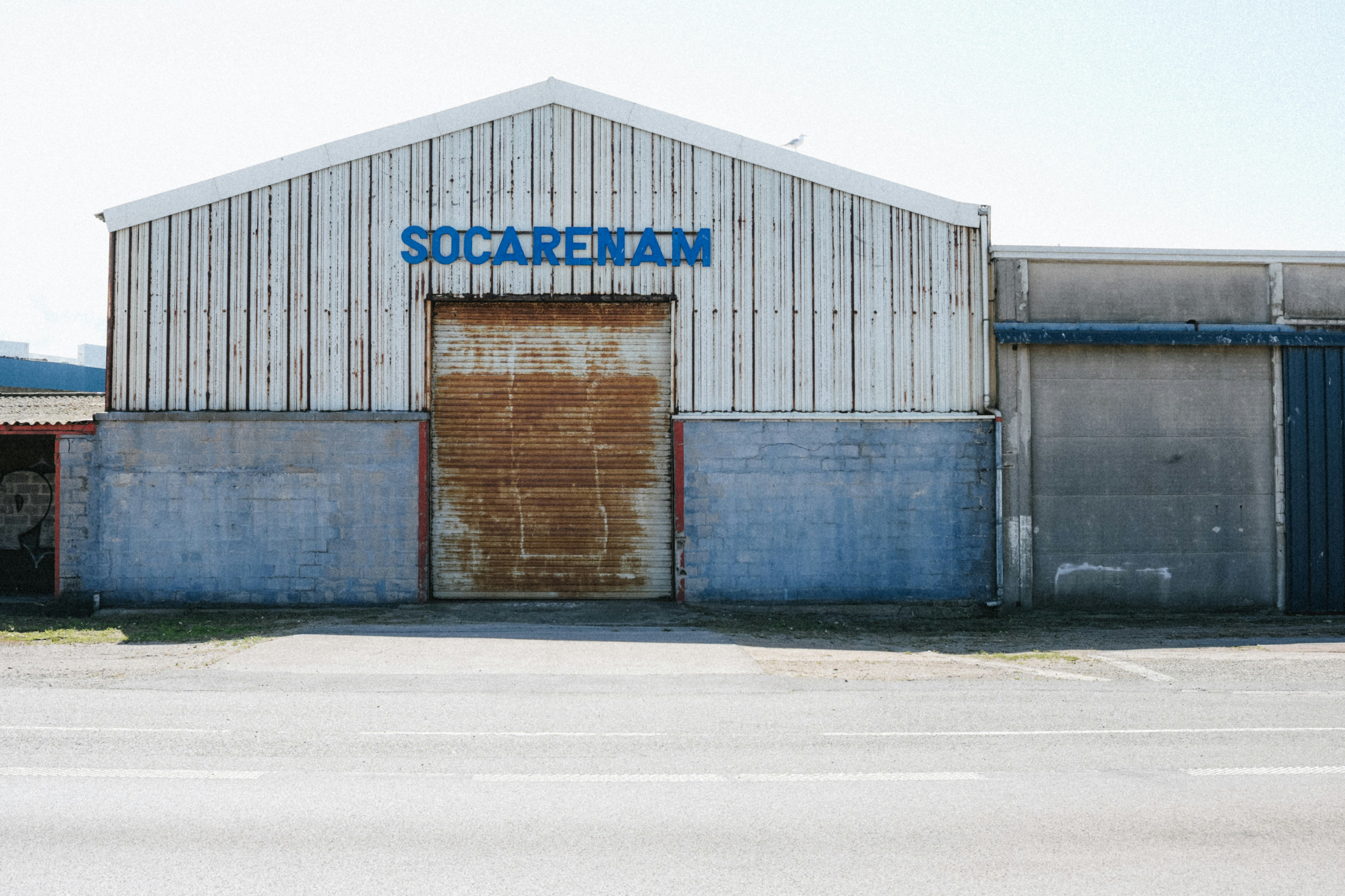 Industrial building with socarenam sign