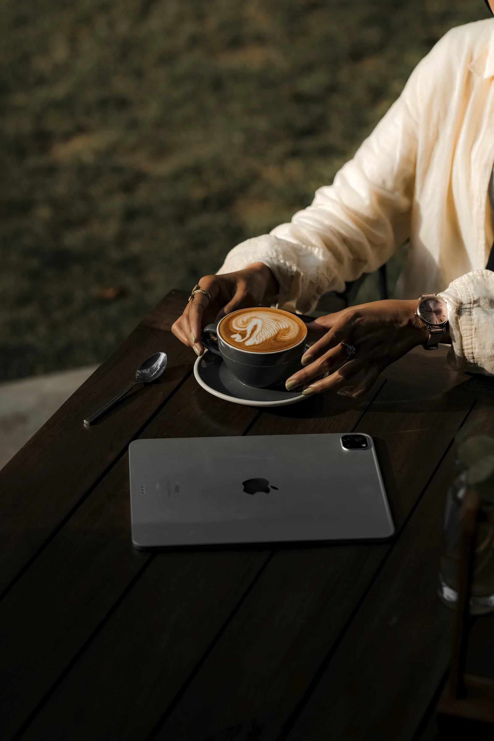 Coffee at a relaxed cafe table