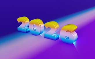 3D numbers 2026 on a purple gradient background