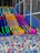 Colorful slides over a ball pit