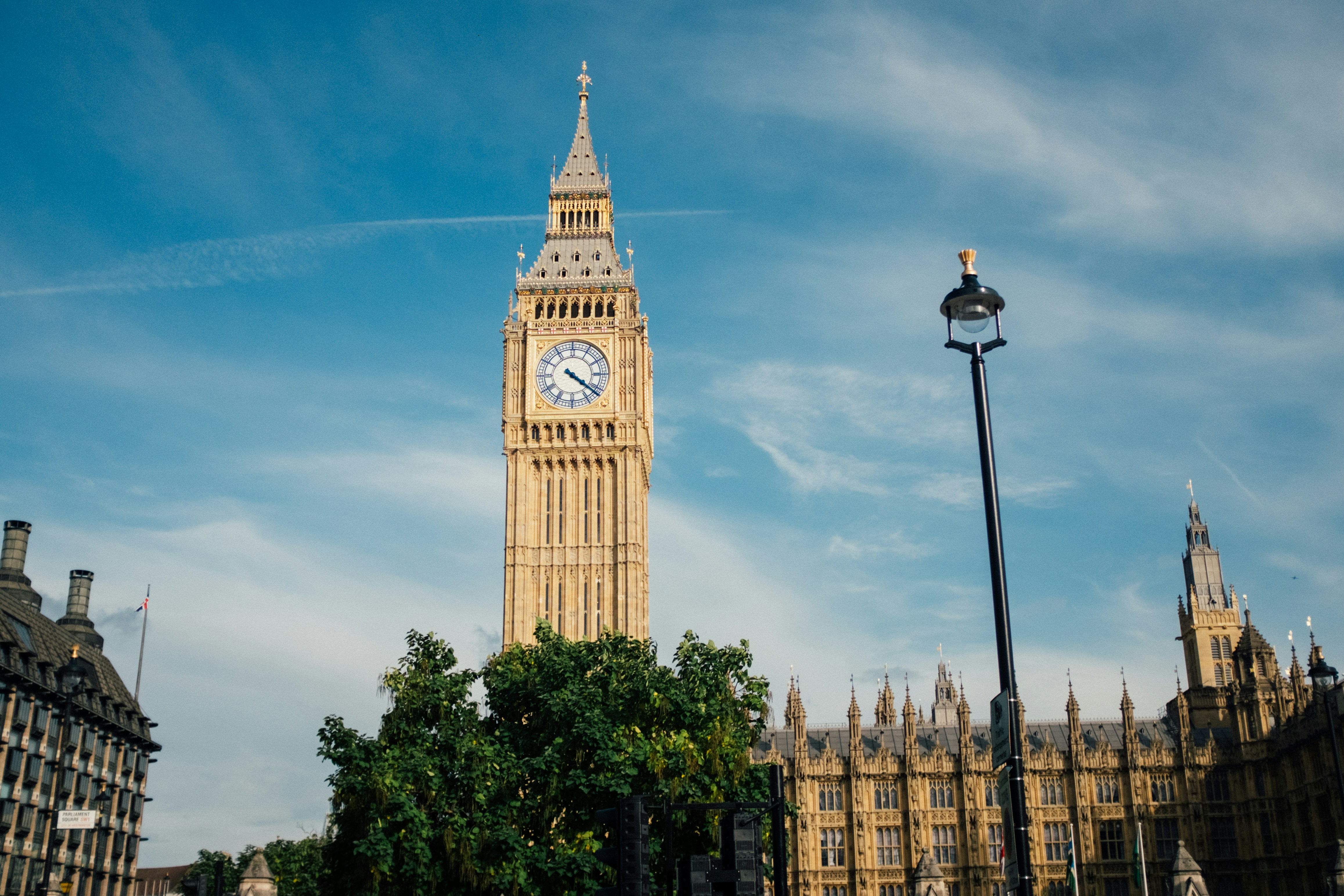 Big ben clock tower against a blue sky