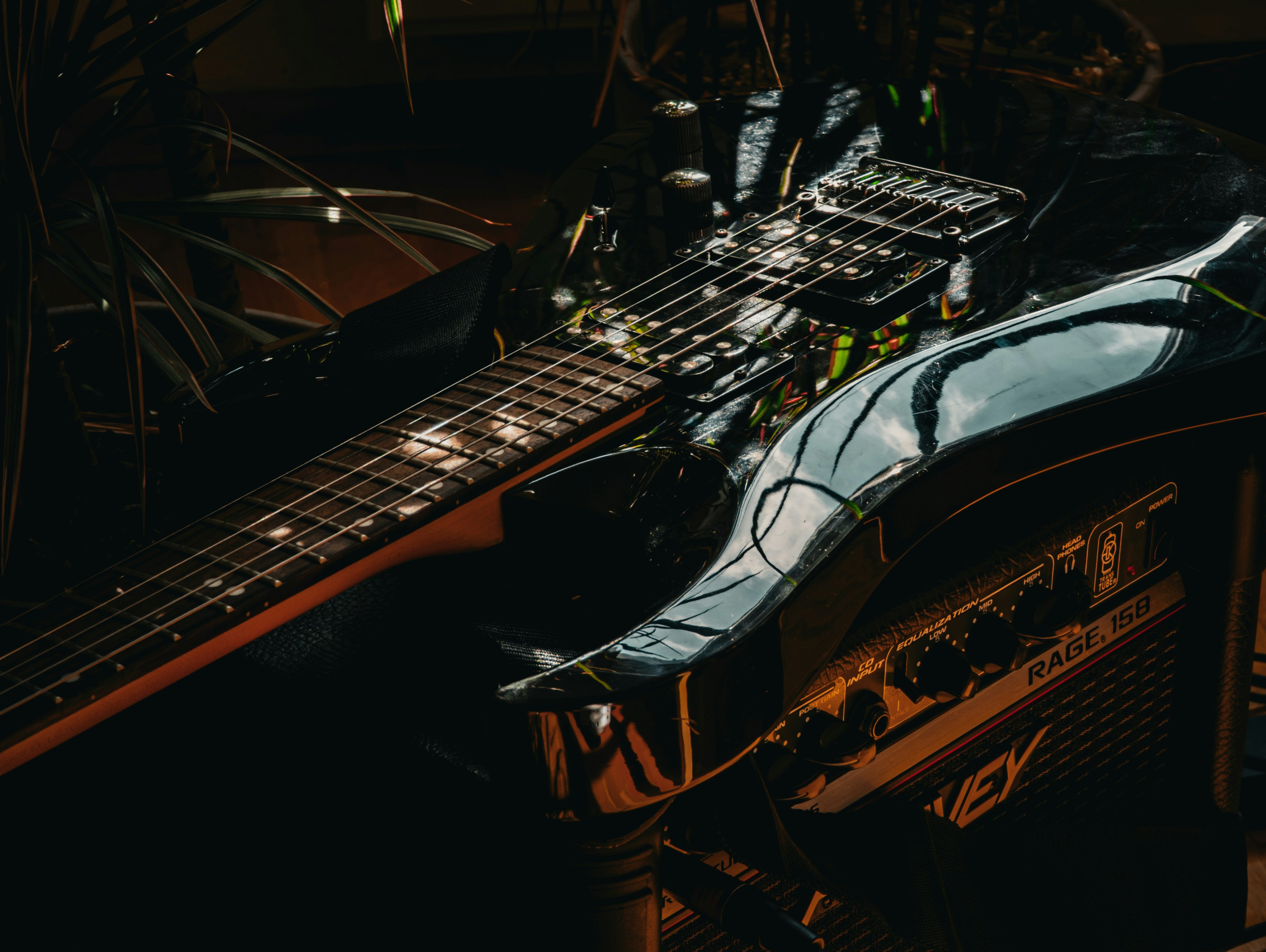 Electric guitar and amplifier