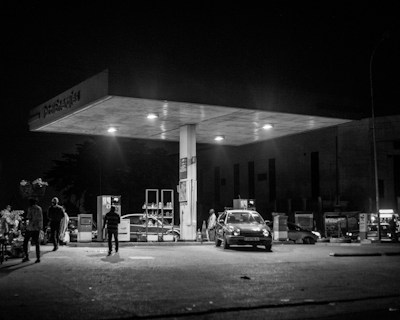 Modern car at fuel station