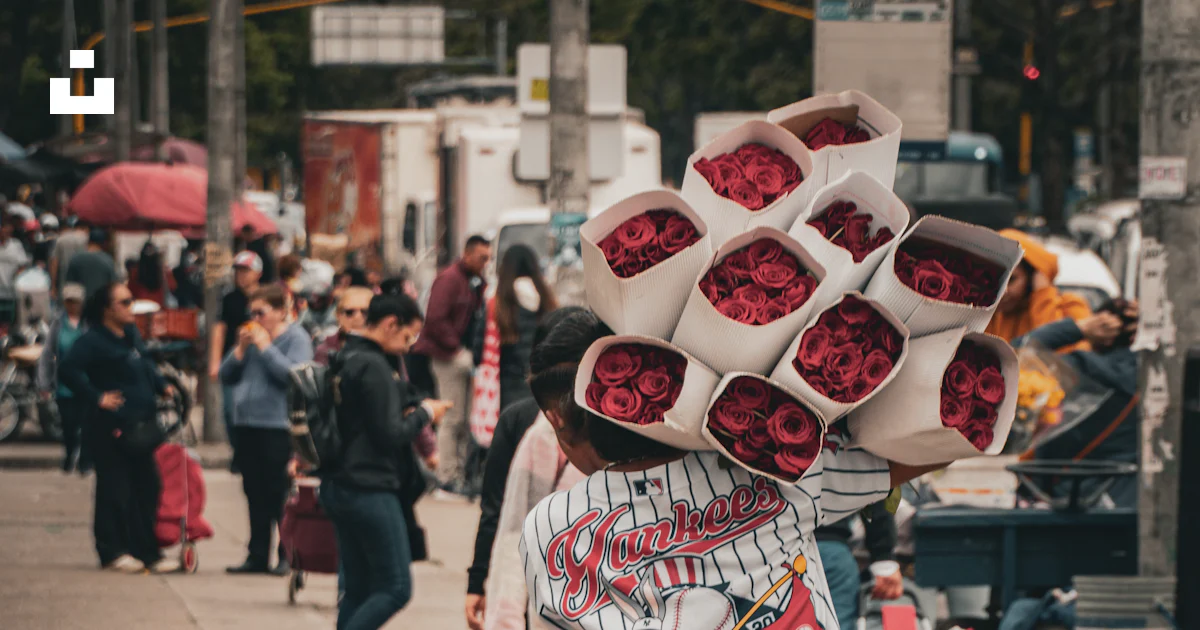 Man Carrying Roses Man carrying a large bouquet of red roses on shoulder photo – Free ...