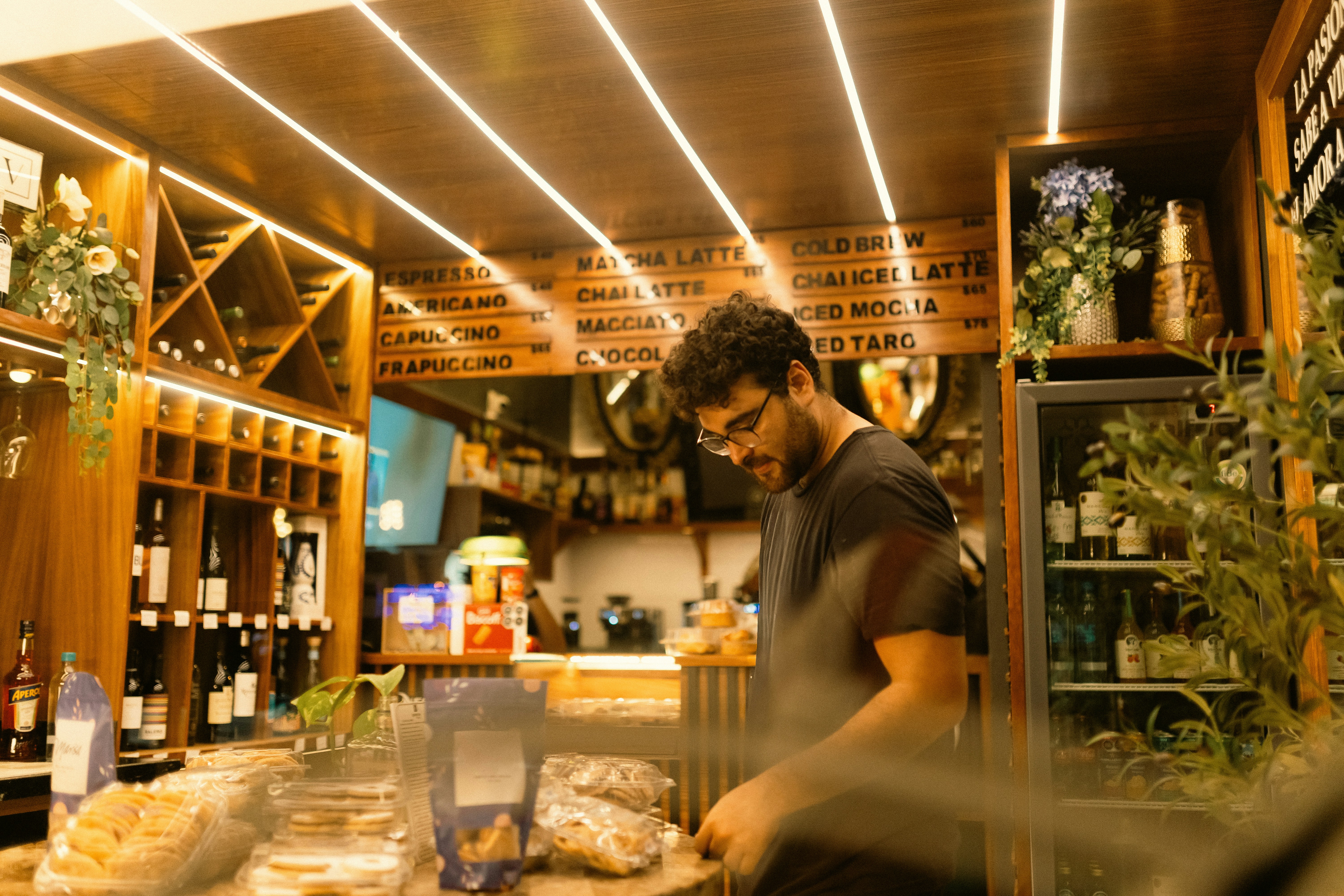 Barista preparing drinks
