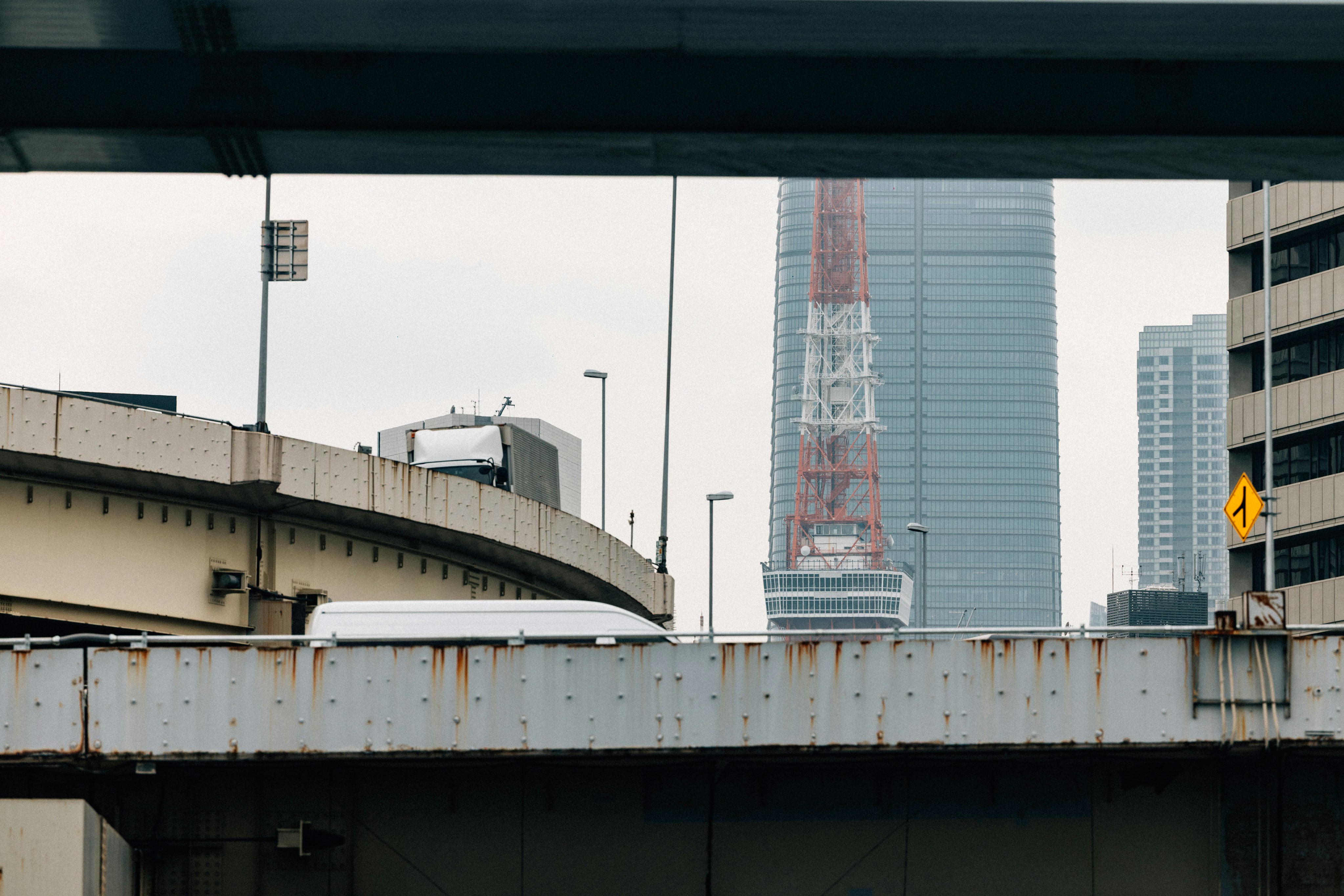 Modern city skyline transport
